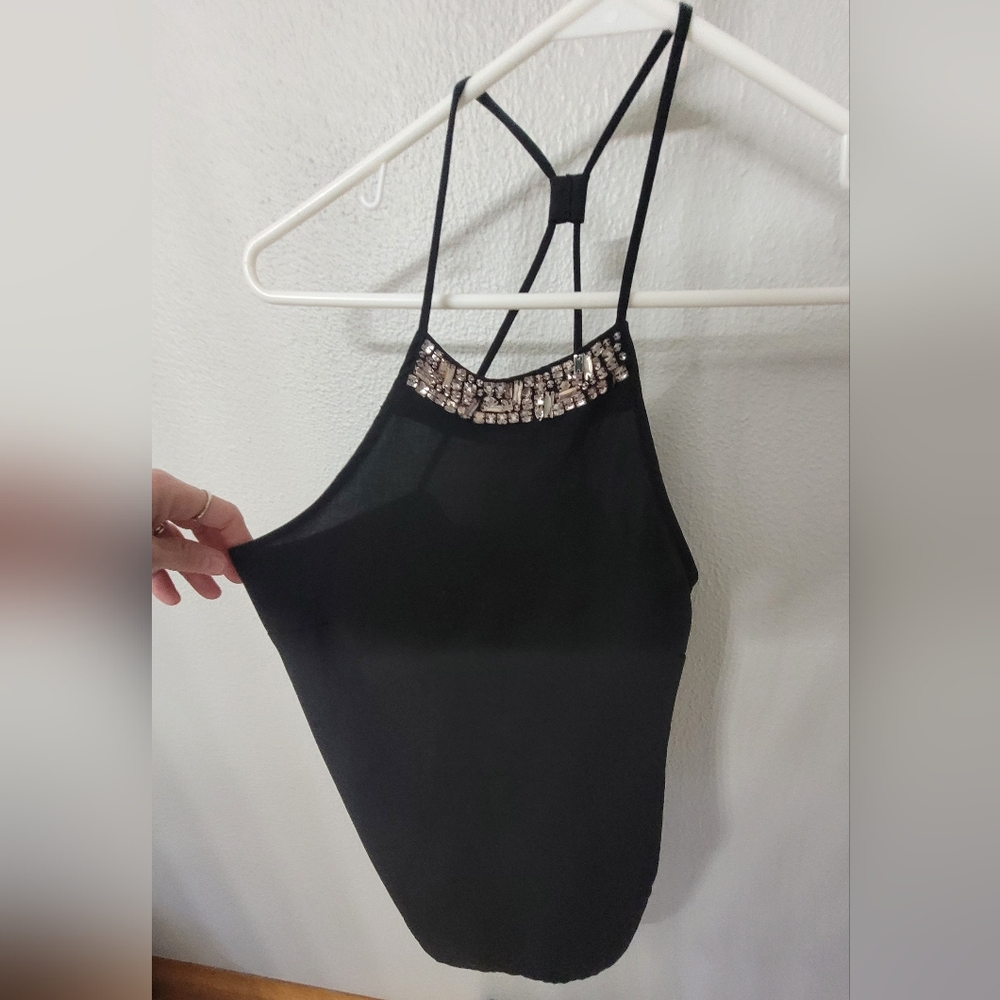 Black Beaded Women's Top Express XS Size 2/4